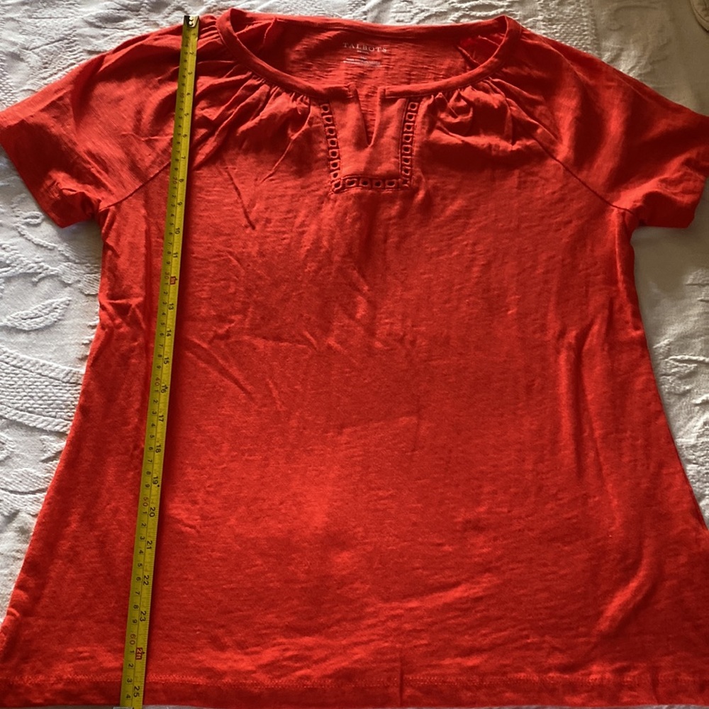 Talbots Split V-Neck Peasant Tee Size Mp - image 2